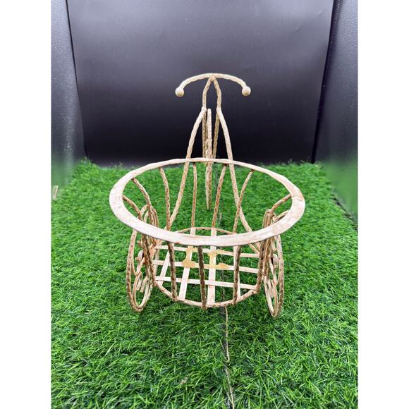 Decorative Ivory Metal Tricycle Planter - Picture 4 of 8